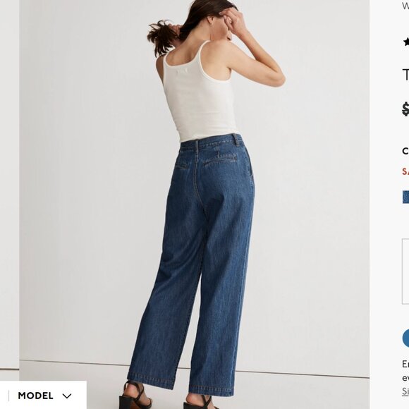 Madewell The Harlow Wide-Leg Jean in Fairson Wash 27 Baggy Straight Jeans NL203 - Picture 2 of 10